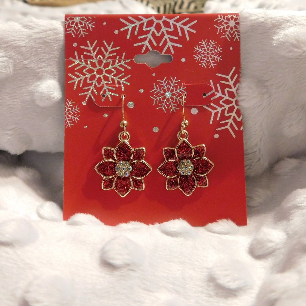 Pointsettia Drop Pierced Earrings